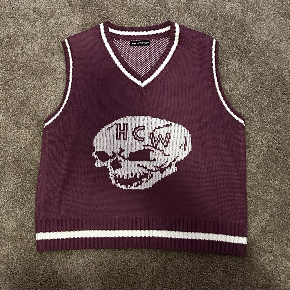 Purple and white sweater vest